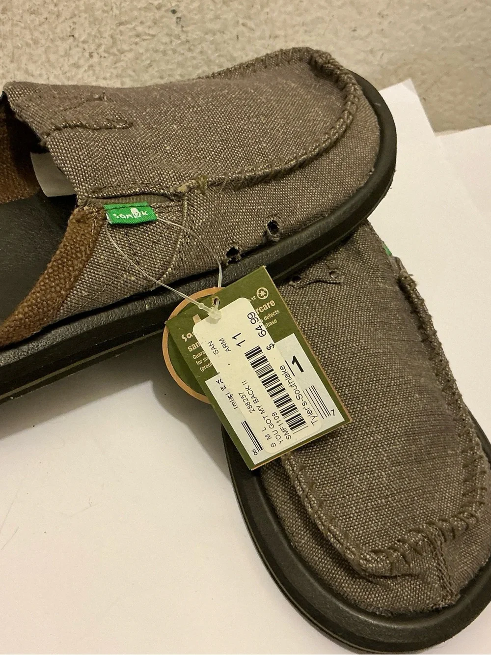 Sanuk M You Got My Back II Tan Men's Brown Canvas Slip-On Mule